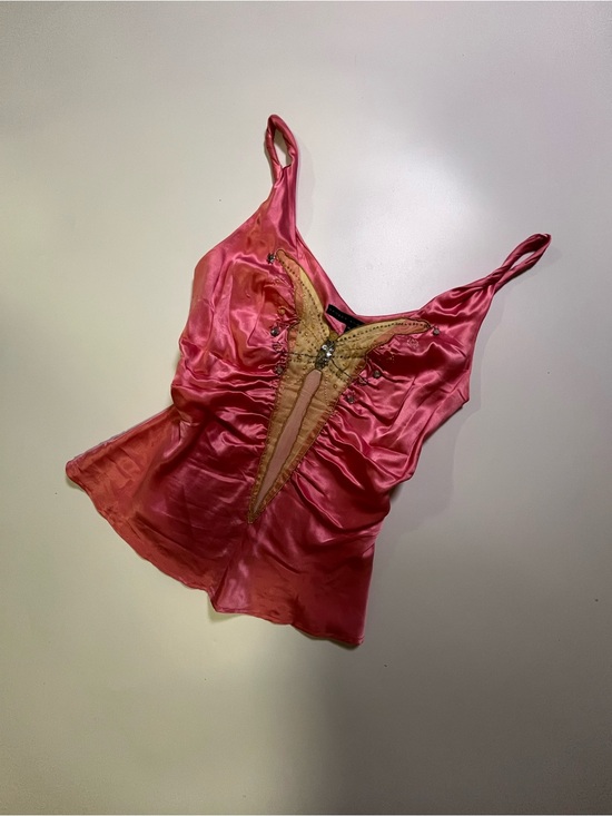 Sandra Angelozzi Tops - sandra angelozzi silk pink butterfly beaded top